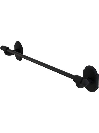 18 inch Wrought-Steel Towel Bar with Arched Rosettes in Matte Black.